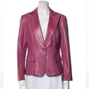 Lafayette New York Dusty Pink Leather Lapel Blazer Jacket Size 8